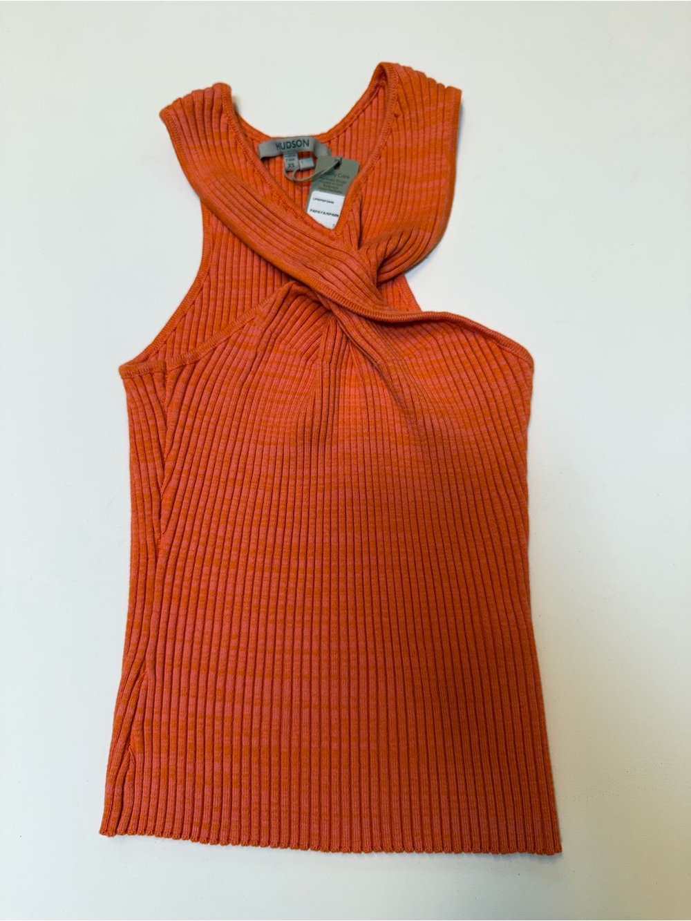 Hudson Twisted Ribbed Tank Top Orange/Papaya NWT XS